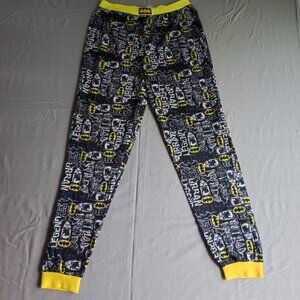 Batman pyjama pants boys size XL (16) black and yellow with graphic design